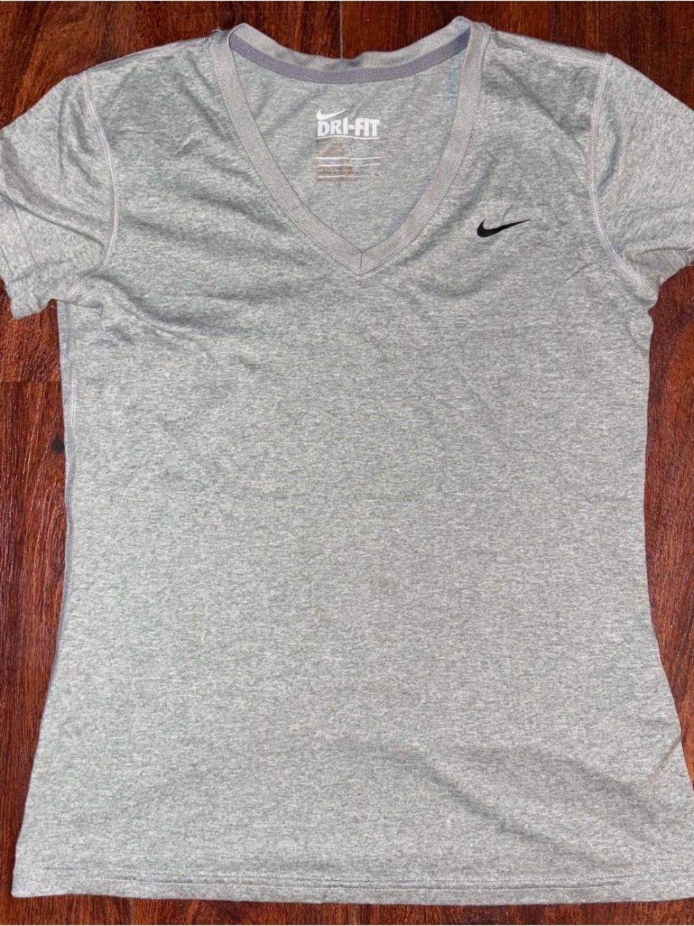Nike Women's Heather Gray V-Neck Dri-FIT Tee